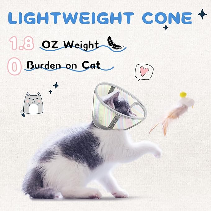 Supet Soft Air Mesh Cat Recovery Cone Alternative for Small Kittens, Lightweight Anti Scratch Head Cone