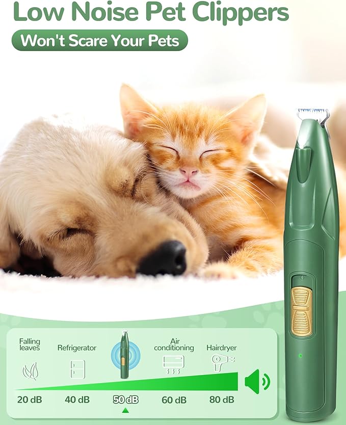 LEYOUFU Dog Paw Trimmer with LED Light, 2 Speed Dog Clippers for Grooming Small Dogs, Rechargeable Low Noise Pet Shaver for Trimming Dogs Cats Hair Around Paws, Eyes, Ears, Face, Rump