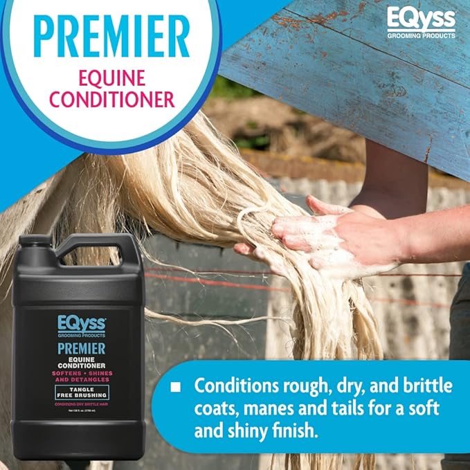 EQyss Premier Equine Conditioner - Moisturize Skin, Detangle Horse's Mane, Tail, & Coat, Add Shine, Tangle-Free Brushing, Minimize Flyaways (128 oz)