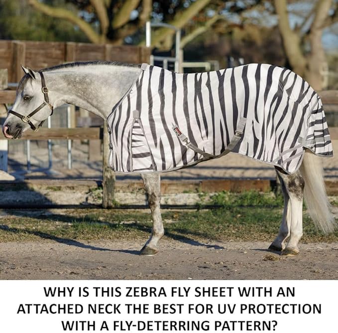 Schneiders Soft Interlock Mesh II Zebra Horse Fly Sheets | Striking Zebra Pattern for Fly Deterrence & Superior UV Protection
