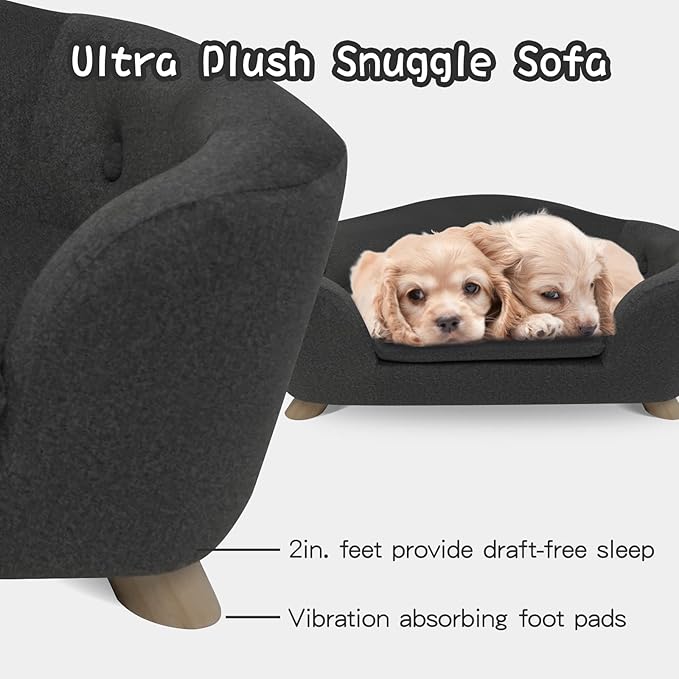 SHAVI Pet Sofa Dog Couch for Small Pet Dog and Cats, Low Back Lounging Bed with Velvet Modern Cat Couch Easy-to-Clean(Pink)