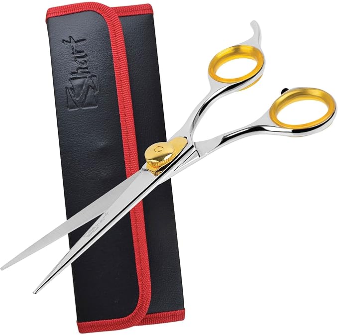 Sharf Gold Touch Pet Grooming Shear | Straight Cat & Dog Grooming Scissors | 6.5 Inch | 440c Japanese Stainless Steel Pet Dog Shearing Scissors | Animal Shears with Removable Comfort Rings