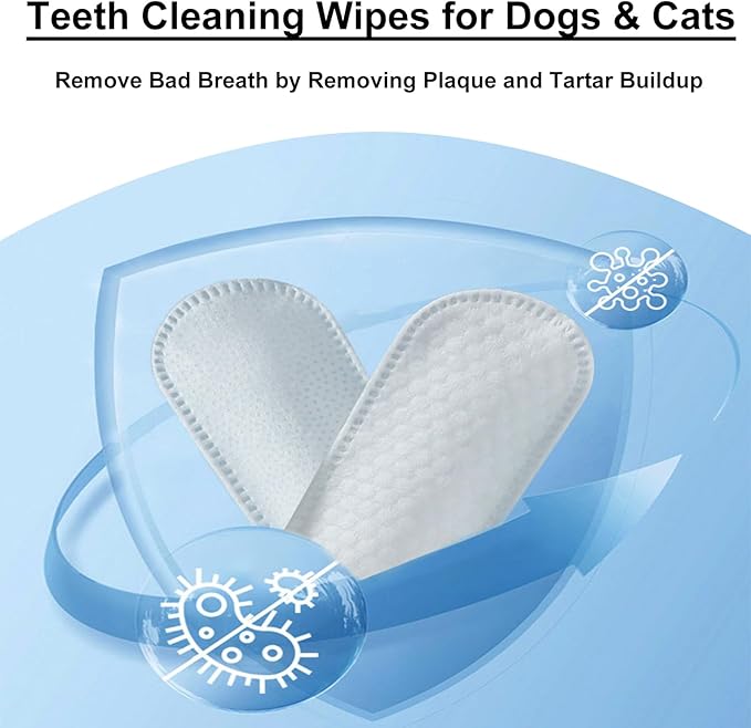 Dog Teeth Finger Wipes Cat Dental Finger Wipes, Puppy Teeth Cleaning Wipes, Pet Oral Care Pack of 50