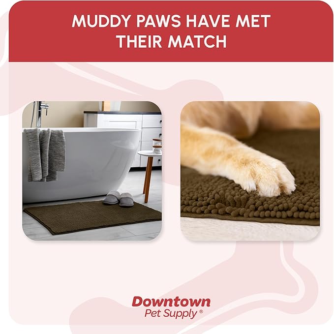 My Doggy Place Microfiber Dog Mat for Muddy Paws, 60" x 36" Brown - Non-Slip, Absorbent and Quick-Drying Dog Paw Cleaning Mat, Washer and Dryer Safe - X-Large/Runner