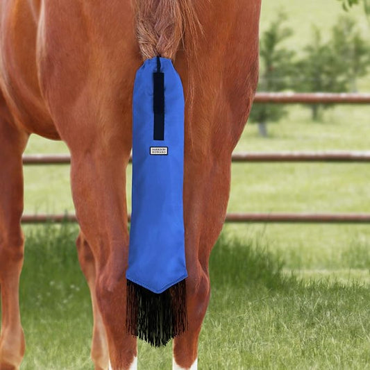 Harrison Howard Smooth Lightweight Adjustable Fastener Nylon Horse Tail Bag with Fringe
