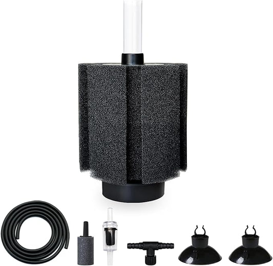 50-60 Gal Aquarium Sponge Filter with Ceramic Media and Bubble Diffuser Quiet Fish Tank Filters fit for Fry Breeding Shrimp Betta Fish Tank