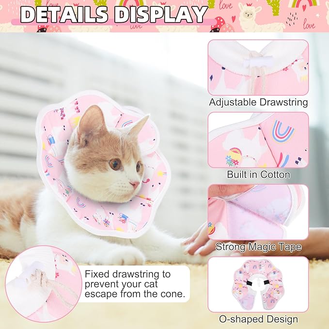 KOOLTAIL Cat Cone Collar, Adjustable Soft Comfortable Cat Recovery Collar to Stop Licking, Foldable Donut Water Resistant Pet Cone for Small Large Cats Kittens After Surgery Alpaca M
