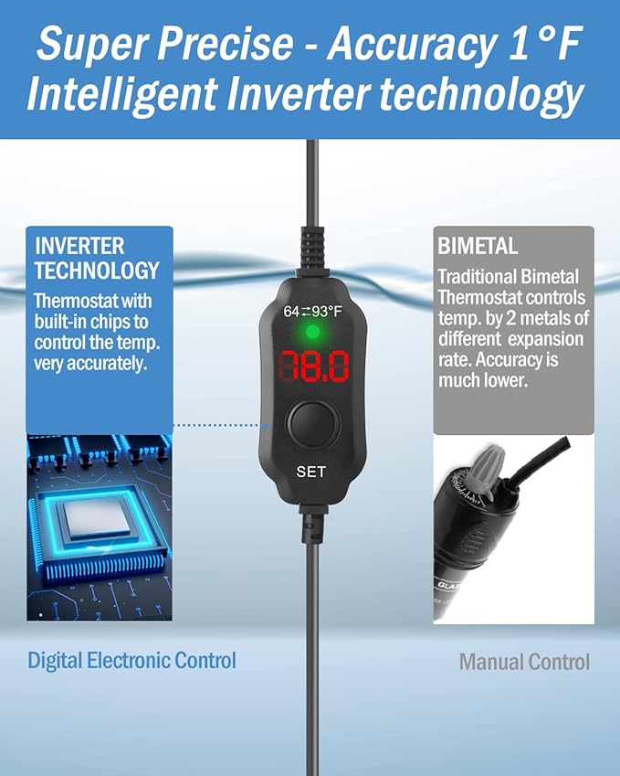 AquaMiracle Adjustable 300W Aquarium Heater Submersible Fish Tank Heater Super Short Aquarium Heater with LED Digital Display Thermostat, for Tanks 40-60 Gallons