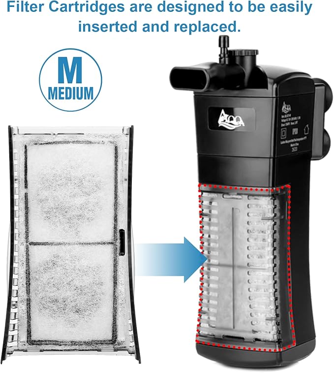 AQQA 8 Pack Aquarium Filter Cartridge Replacement Fish Tank Filter Cartridge for Aquarium Internal Filter (Medium)