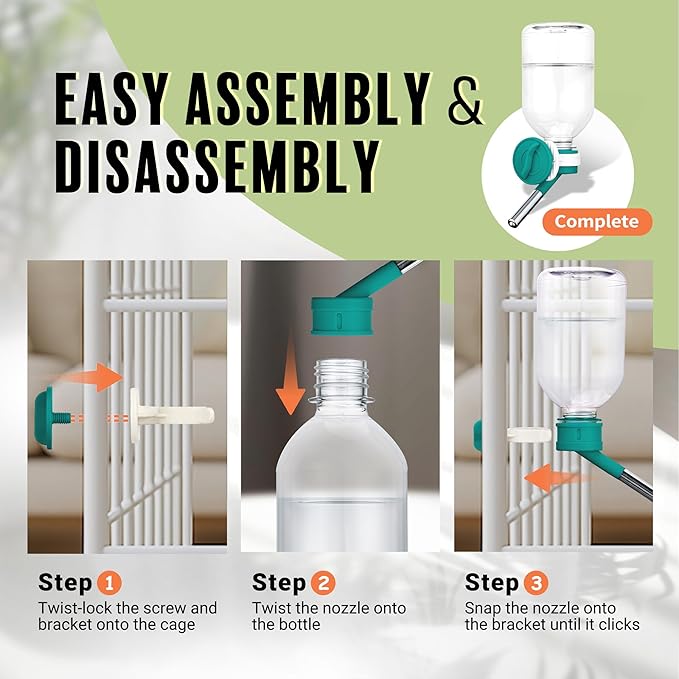 Choco Nose Patented No-Drip Water Bottle/Feeder for Guinea Pigs/Hamsters/Bunnies/Ferrets/Other Small Pets, Critters and Animals - for Cages, Crates or Wall Mount. 10.2oz. Nozzle 10mm, Green (C128)