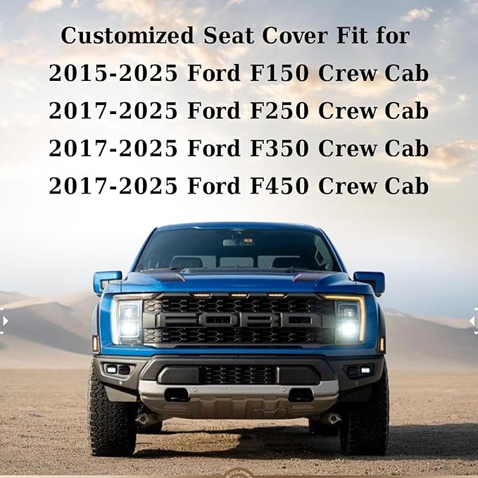Coverado Front Seat Covers, Waterproof Canvas Seat Protector for Car Seat Cushions for Kids & Dogs, Seat Covers Compatible with 2015-2025 Ford F150 & 2017-2025 Ford F250 F350 F450(Gray, 2PCS)