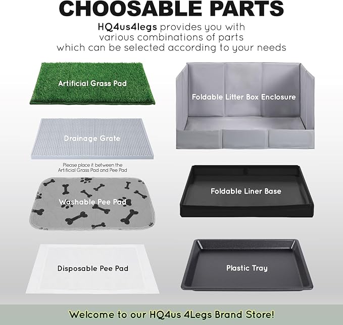 Dog Grass Pad with Foldable Dog Litter Box,Small Liner Base for Balcony，Ultra-Absorbent Artificial Grass Pads for Dogs Pee Pad Holder, Potty Training, 2 PCS Reusable Pee Pads