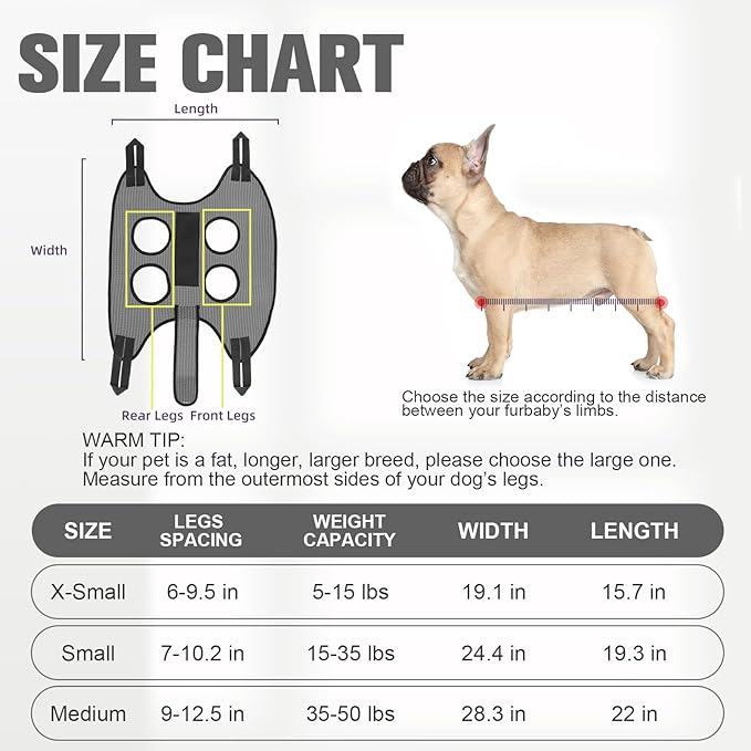 PAWCHIE Dog Grooming Hammock Harness for Dogs & Cats with Pet Nail Clipper Trimmer- Breathable Cat Hanger Sling for Trimming Clipping Nails-Dog Hammock Restraint Bag for Small Medium Large Dog, Grey S