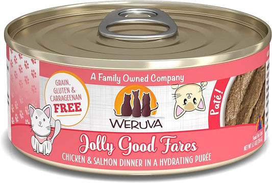 Weruva Wet Cat Food, Jolly Good Fares with Chicken and Salmon Pate, 5.5oz Can, Pack of 8