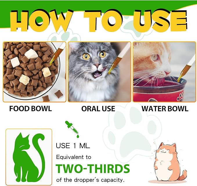 Cat Constipation Relief, Liquid Drops Supports Laxative Relief, Cat Herbal Supplements, Stool Softener Laxative Constipation Relief, Chicken Flavour- 60ml / 2 fl.oz(2PCS)