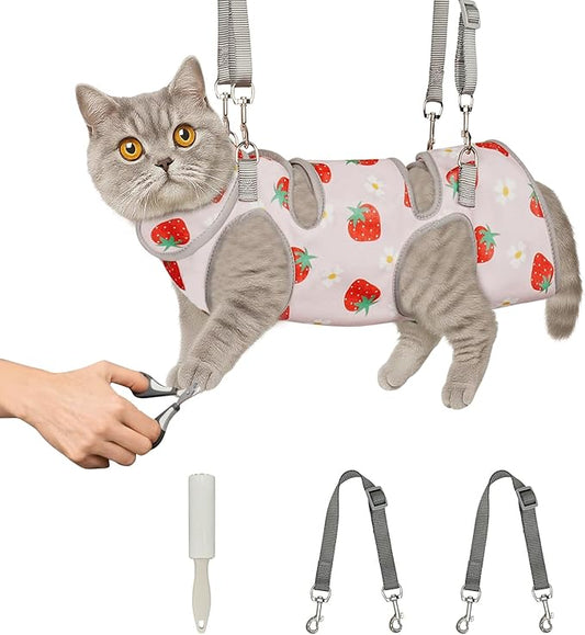 Supet Cat Grooming Hammock, Self-Adherent Cat Wrap for Cutting Nails, Anti-Escape Calming Wrap for Medicine, Nail Clipping, Teeth Brushing, Ear Cleaning