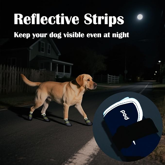 Dog Shoes Lightweight Dog Boots-Breathable Knitted Paw Protector with Adjustable Strap for Hot Pavement, Rain Walking, Hardwood Floors Anti Slip Reduce Noise, Prevent Licking Paws(Green,M)