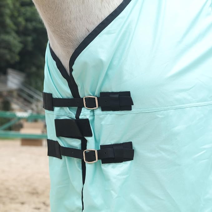 Horse Fly Sheet, Standard Neck Comfy Mesh Fly Sheet for Horses, Equine Summer Sheets UV-Protective Green 72