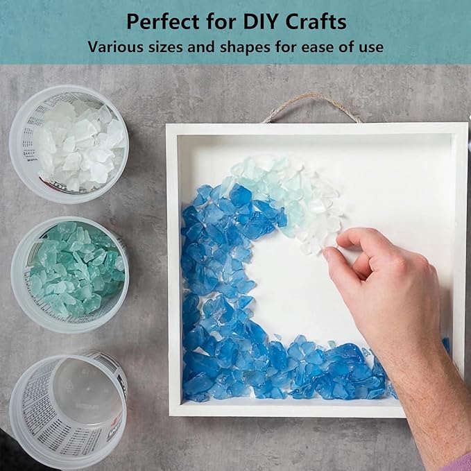 Sea Glass Block - 1LB White Frosted Sea Glass - Vase Filler and Aquarium Ornament, DIY Craft Supplies for Art, Sea Glass Decor, Beach Weddings, and Home Decor