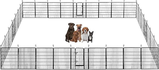 BestPet Dog Playpen Indoor 40 inch 32 Panels Metal Dog Pen Pet Dog Fence Outdoor Exercise Pen with Doors,Pet Puppy Playpen for RV Camping Yard, Black