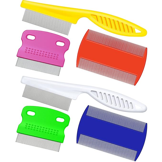 6 Pieces Pet Lice Combs Dog Grooming Flea Cat Tear Stain Comb for Removal Dandruff, Hair Stain, Nit(White, Yellow, Green, Purple, Orange, Dark Blue)