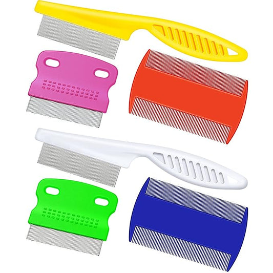 6 Pieces Pet Lice Combs Dog Grooming Flea Cat Tear Stain Comb for Removal Dandruff, Hair Stain, Nit(White, Yellow, Green, Purple, Orange, Dark Blue)