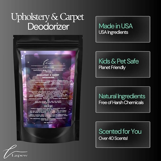 Aurabomb Carpet Freshener Powder 16 oz | Powerful Odor Eliminator for Home | Upholstery Deodorizer | Carpet Deodorizer | Pet Urine | Cat Litter Box
