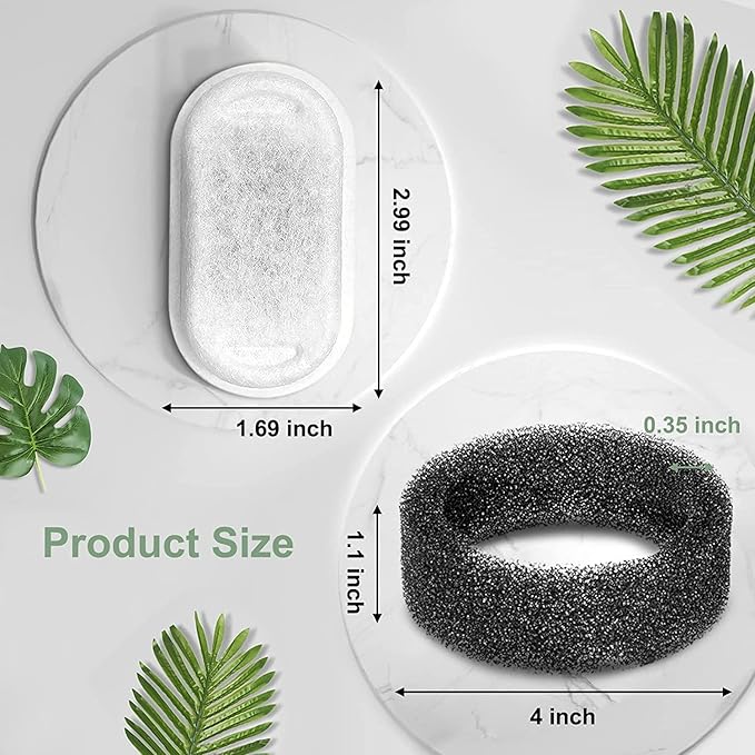 Cat Water Fountain Filters, Compatible with Stainless Steel Pet Fountain 12 Filters with 12 Sponges Replacement Filters