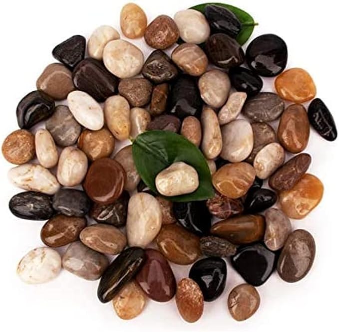 [18 Pounds] Aquarium Gravel River Rock, Natural Polished Decorative Gravel,Garden Outdoor Ornamental River Pebbles Rocks, Polished Gravel, Mixed Color Stones,for Landscaping, Vase Fillers (20)