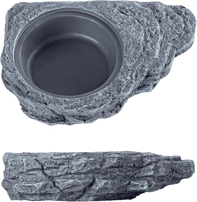 Wacool Magnetic Gecko Ledge - Single Bowl Reptile Feeding Tray with 3 Feeding Cups for Geckos, Lizards, Chameleons and Reptile Pets