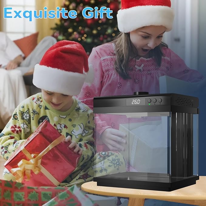 AQQA 3.7 Gallon Aquarium Starter Kit Small Glass Fish Tank with Filter and Light (10 Colors Adjustable) Desktop Self-Cleaning Betta Fish Tank Kit Office & Home Decor Idea (Black)