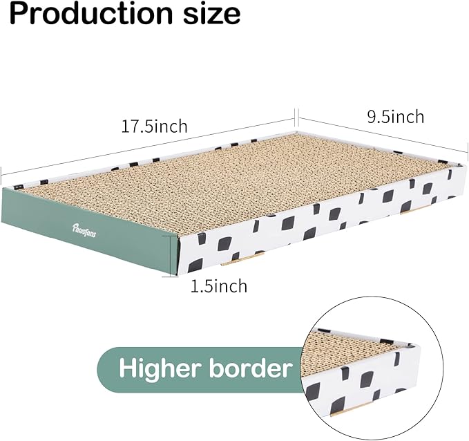 PAWSFANS Cat Scratcher Cardboard Scratch Pad with Box Durable Corrugate Scratching Kitty Sofa Lounge Bed Reversible Catnip Included for Indoor Cats,Large(Box, 1pcs)