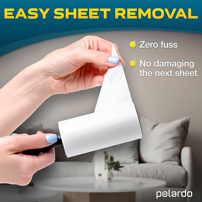 Lint Rollers 2 pcs, 540 Sticky Sheets, Extra 4 Spare Rollers/Hair Remover for Clothes, Furniture, Couch, Carpet, Dog Hair Remover, Cat Hair Remover, Animal Fur, Fuzz