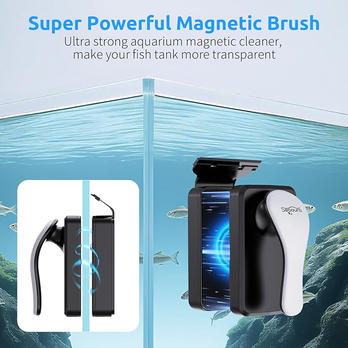 Magnetic Aquarium Glass Cleaner，Algae Scraper for Aquarium Fish Tank， Fish Tank Algae Clean Brush Dual-Sided Side Floating Aquarium Magnetic Brush (S)