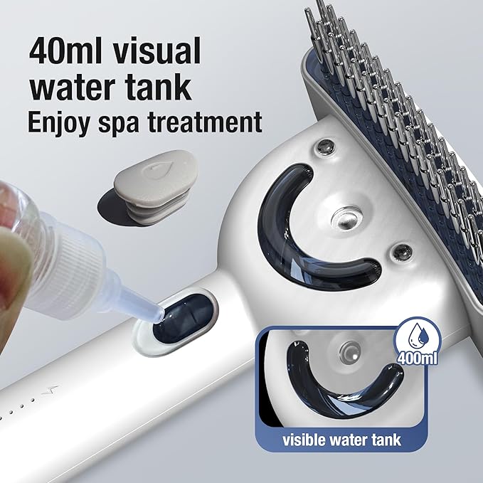 Pet Grooming Brush with Double-Sided Spray and UV Sterilization - 360° Rotating Round Needle, Depilatory Comb and Long Hair Brush, Waterproof, Rechargeable - For Long or Curly Haired Pets