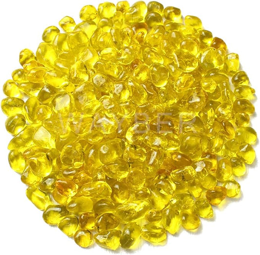 WAYBER Glass Stones, 1Lb/460g Irregular Sea Glass Pebbles Non-Toxic Artificial Gemstones for Vase Filler/Terrarium Flowerpot Aquarium Turtle Tank Decoration/Handcraft Making, Yellow