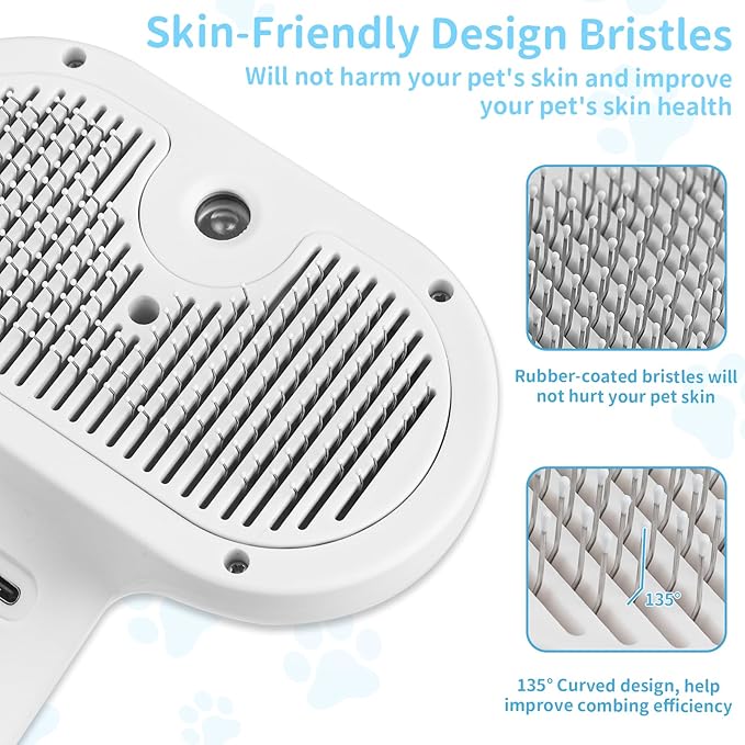 Dog Brush for Shedding, Cat Brushes for Indoor Cats, Cat Brush for Shedding - Pet Grooming Supplies with Steam, Hair Removal Comb Spray for Long-Haired Cats and Dogs (Waterless Shampoo)