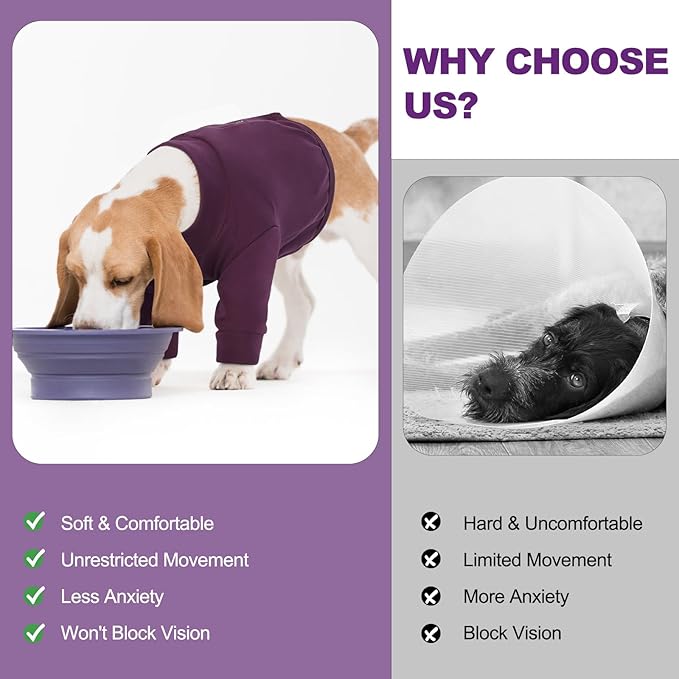 IDOMIK Dog Recovery Suit, Dog Surgery Recovery Suit Front Legs, Comfy Joint Leg Sleeves After Surgery, Elbow Braces Protector for Leg Injuries & Joint Pain, Cone Collar Alternatives,Purple,2XL
