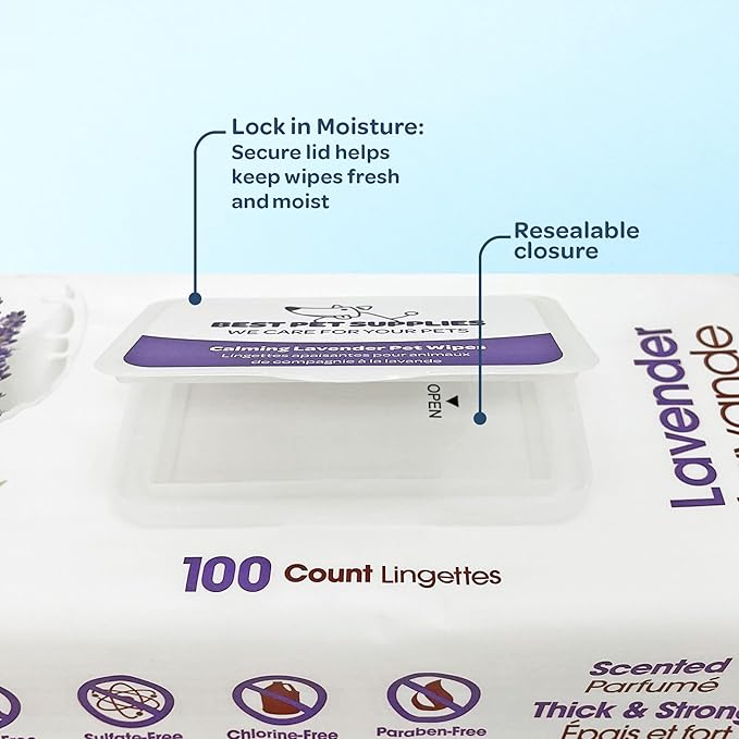 Best Pet Supplies Pet Wipes for Dogs - Dog Wipes Cleaning Deodorizing, for Coats, Ears, Paws - Calming Lavender, 400 Count