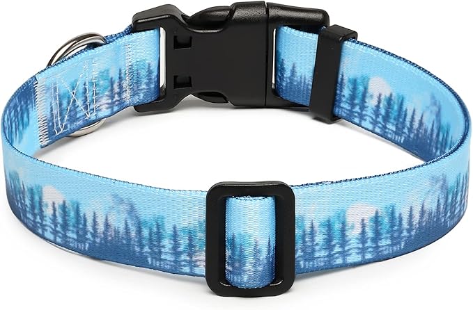 Mercano Adjustable Dog Collar - Special Design Patterns, Soft Nylon Comfortable Durable Pet Collar for Small Medium Large Dogs (M, Forest)