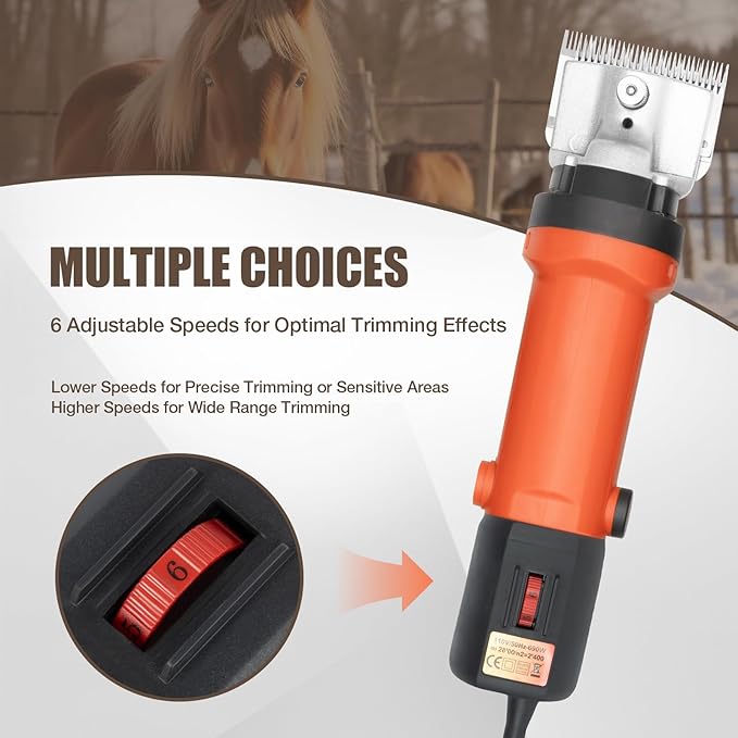Horse Clippers,350W Horse Clippers Professional Electric Horse Grooming Kit,6 Speeds Animal Grooming Clippers for Horse Equine Goat Pony Cattle
