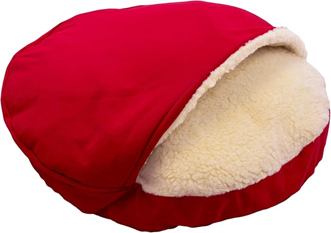 Snoozer Classic Poly-Cotton Cozy Cave Pet Bed, Extra Large, Red
