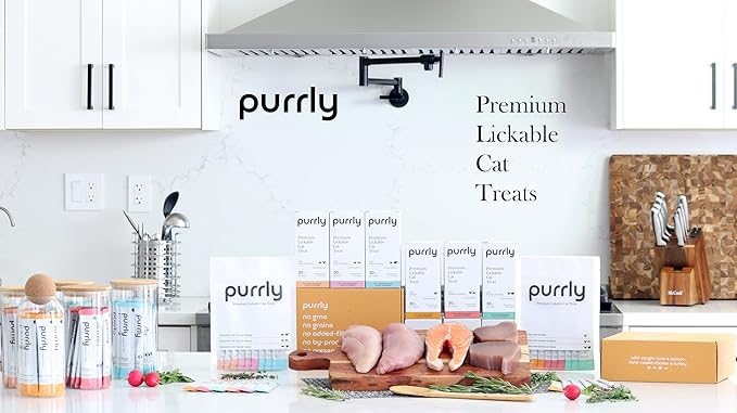 Purrly Cat Treat Snack Wet Lickable Low Calorie Healthy Grain-Free Tuna Variety Packs (18 Count) Squeezable Creamy Purée with Human-Grade Proteins and Functional Nutrients No-Artificial-Additives