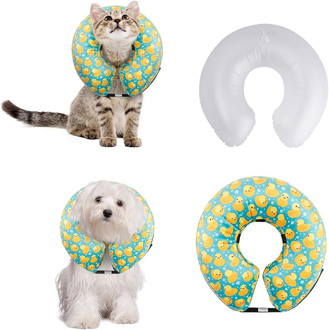 CuteBone Inflatable Soft Dog Cone with Removable Fleece Covers for Small/Medium/Large Dogs and Cats After Surgery GWB04S