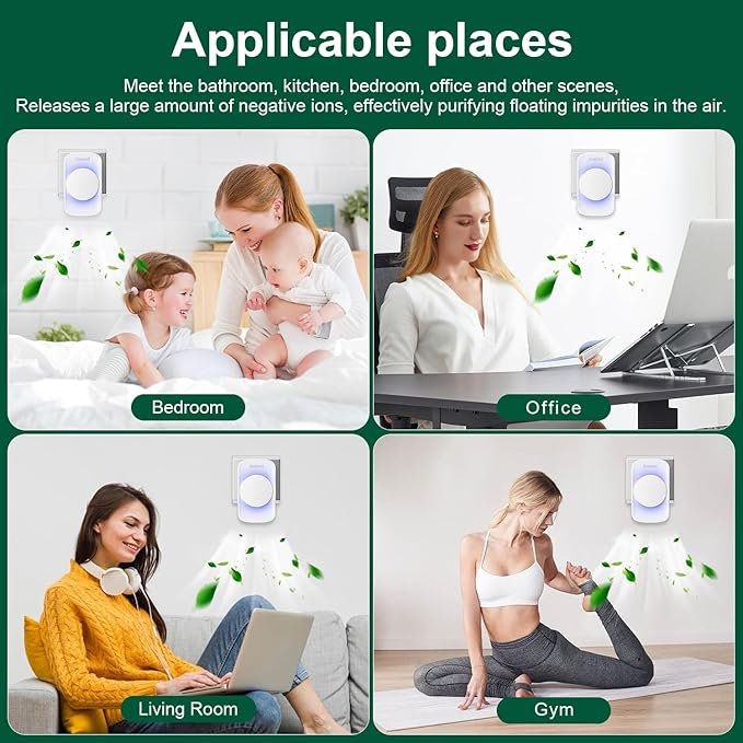 JOSTART- Air Ionizers (1 Pack）- Plug In Negative Ion Air Purifiers - Quiet Air Freshener for Home, Bedroom, Office, Basement - Portable Air Purifier Odor, Smoke, Dust, Pet Smell - Mini Air Cleaner