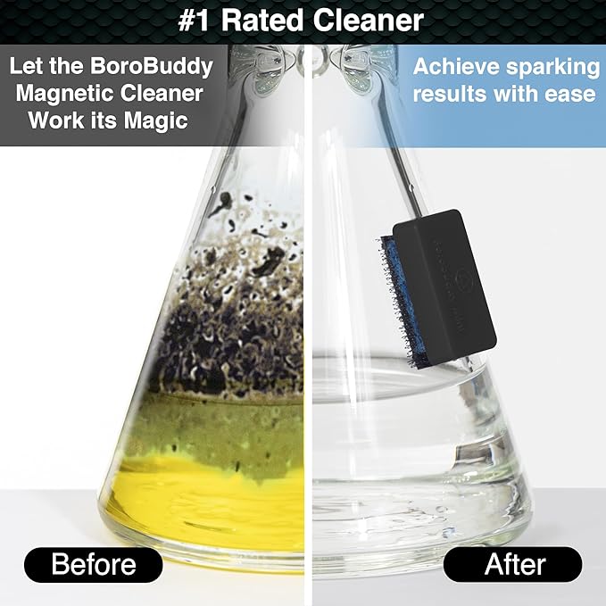SNOWTREE Magnetic Glass Cleaner BoroBuddy | Glass Pieces, Bottles, Vases | Compact Design for Tighter Spaces & Smaller Glass Pieces | Double Sided | Black