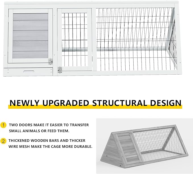 Quail Cages,Wooden Chicken Coop,Nesting Boxes for Chickens,Brooder Box Indoor Outdoor,A-Frame Poultry Duck House with Ventilating Wire Rabbit Hutch for Small Animals,Sold by Zyphorinth (Grey)