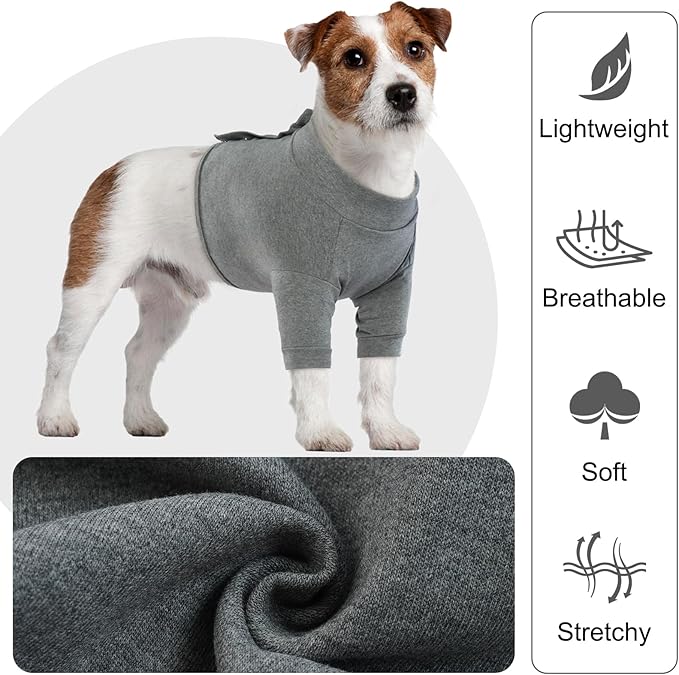 IDOMIK Dog Recovery Suit, Dog Surgery Recovery Suit Front Legs, Comfy Joint Leg Sleeves After Surgery, Elbow Braces Protector for Leg Injuries & Joint Pain, Cone Collar Alternatives,Grey,M