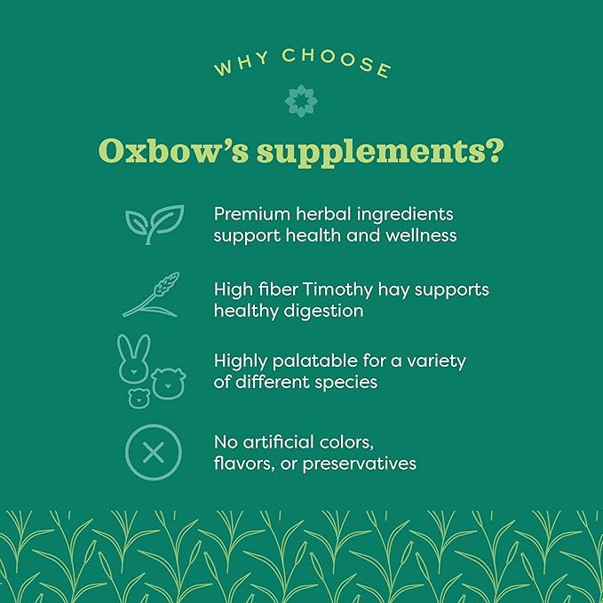 Oxbow Animal Health Natural Science Skin & Coat Support, Supplement for Rabbit & Guinea Pig, Made with Oxbow Timothy Hay, Includes Palm Oil & Omega 3 & 6 Fatty Acids, Made in USA, 4.2 oz Bag