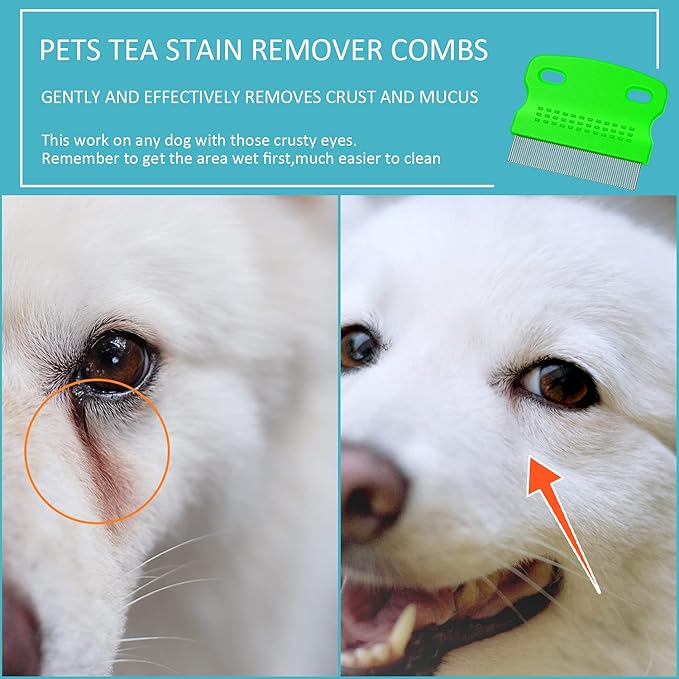 6 Pieces Pet Lice Combs Dog Grooming Flea Cat Tear Stain Comb for Removal Dandruff, Hair Stain, Nit(Pink, Yellow, Dark Blue, Green, Blue, Orange)